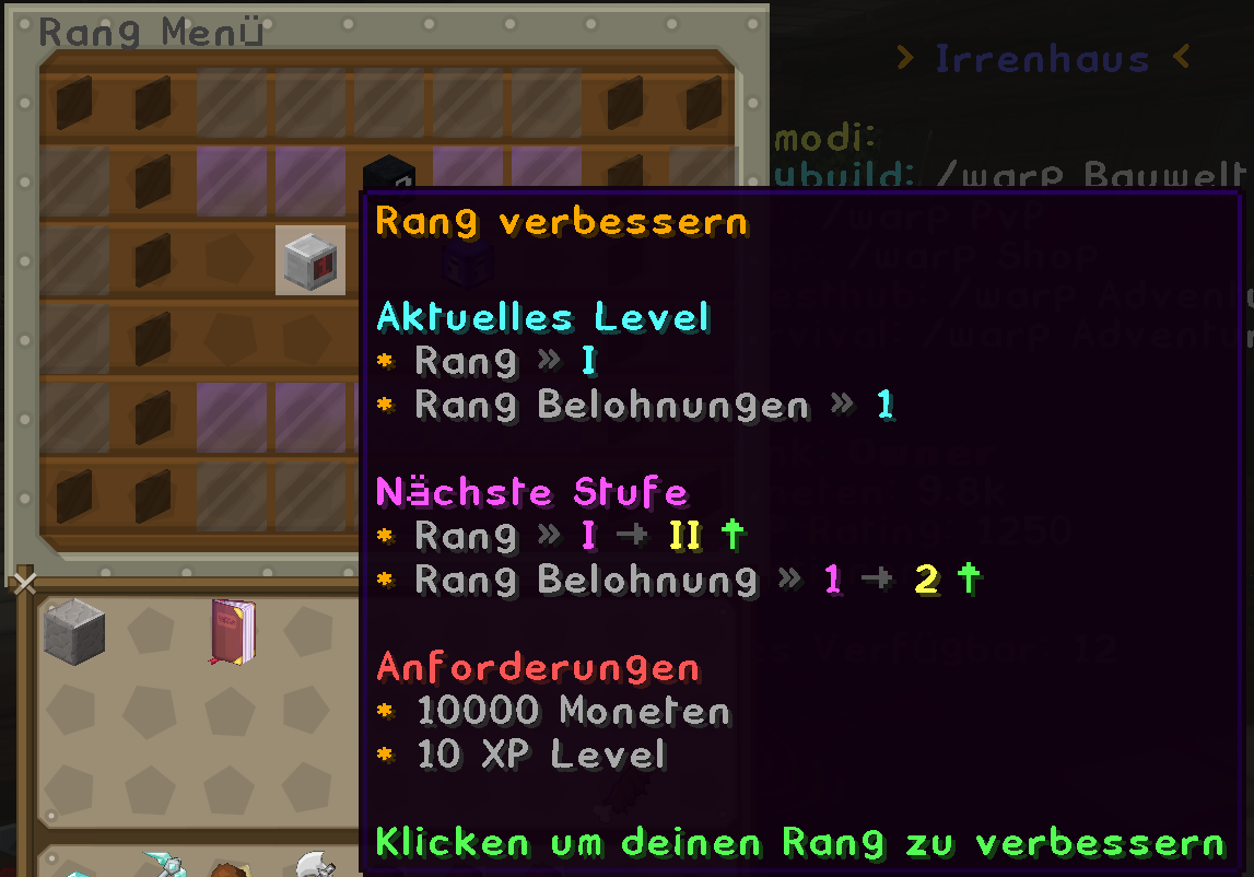 Rang verbessern Beispiel Screenshot